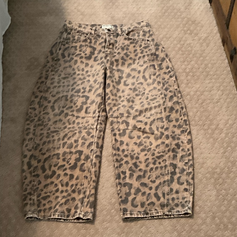 Free People Leopard Print Cropped Jeans